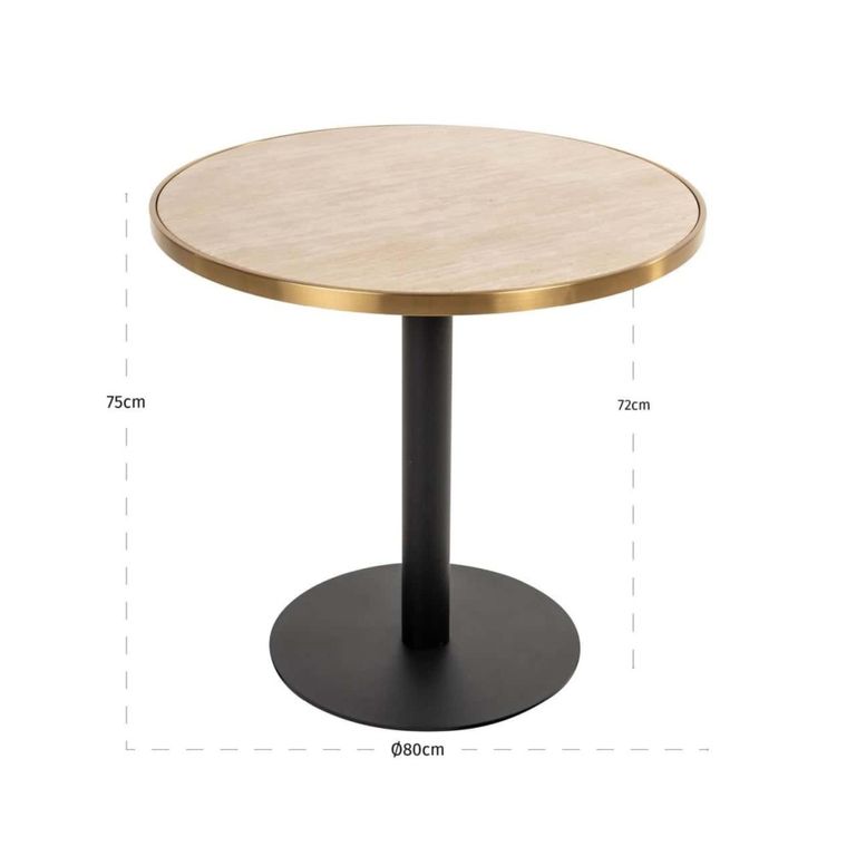Brazza Bistro Table - Round - Beige - Faux Marble and Metal