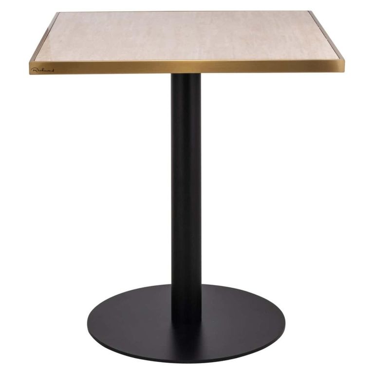 Brazza Bistro Table - Square - Beige - Faux Marble and Metal