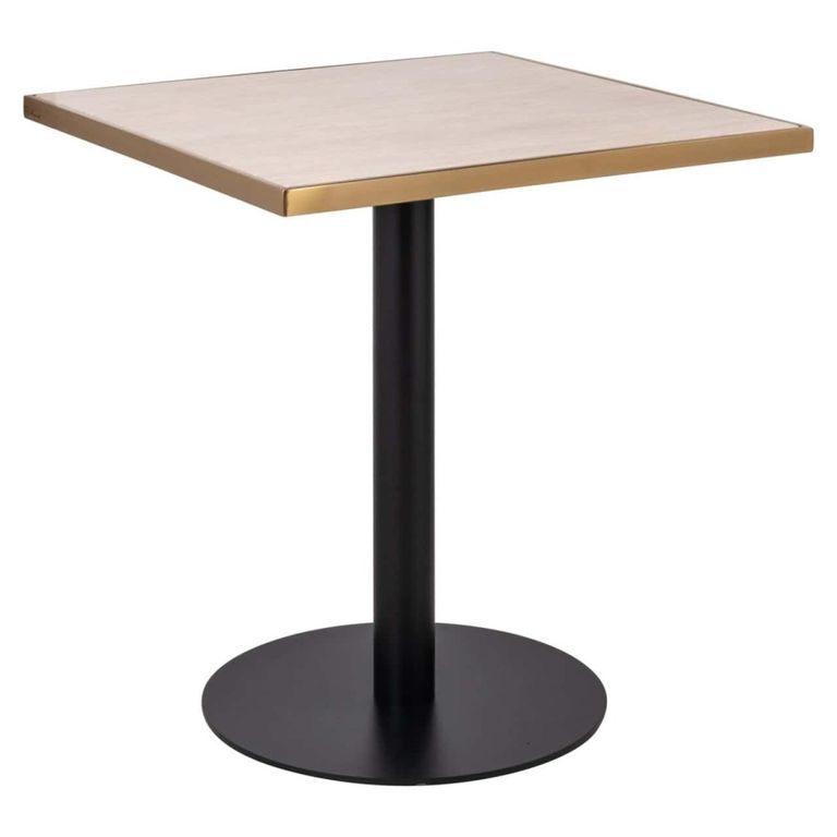 Brazza Bistro Table - Square - Beige - Faux Marble and Metal