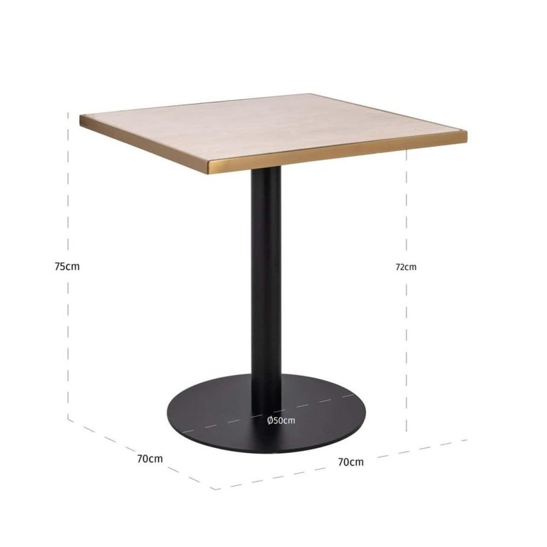 Brazza Bistro Table - Square - Beige - Faux Marble and Metal
