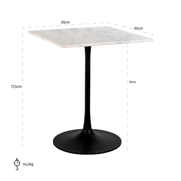Carlten Bistro Table - Square - White and Black - Marble and Metal