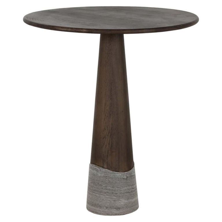 Harper Bar Table - Round - Smoked Charcoal - Oak and Marble