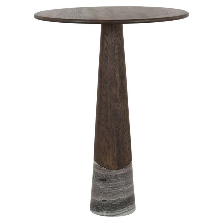 Harper Bar Table - Tall - Round - Smoked Charcoal - Oak and Marble