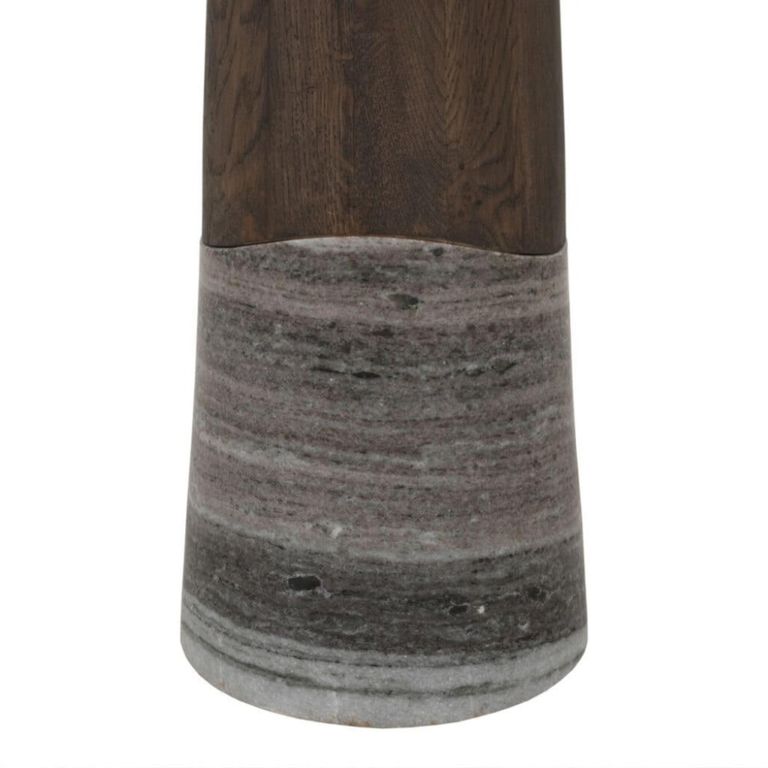 Harper Bar Table - Tall - Round - Smoked Charcoal - Oak and Marble