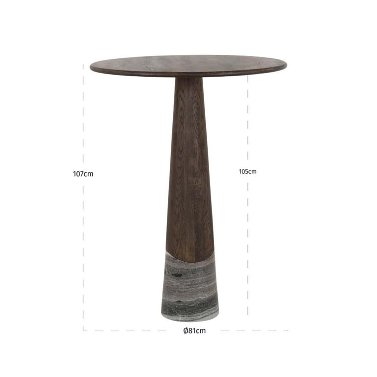 Harper Bar Table - Tall - Round - Smoked Charcoal - Oak and Marble