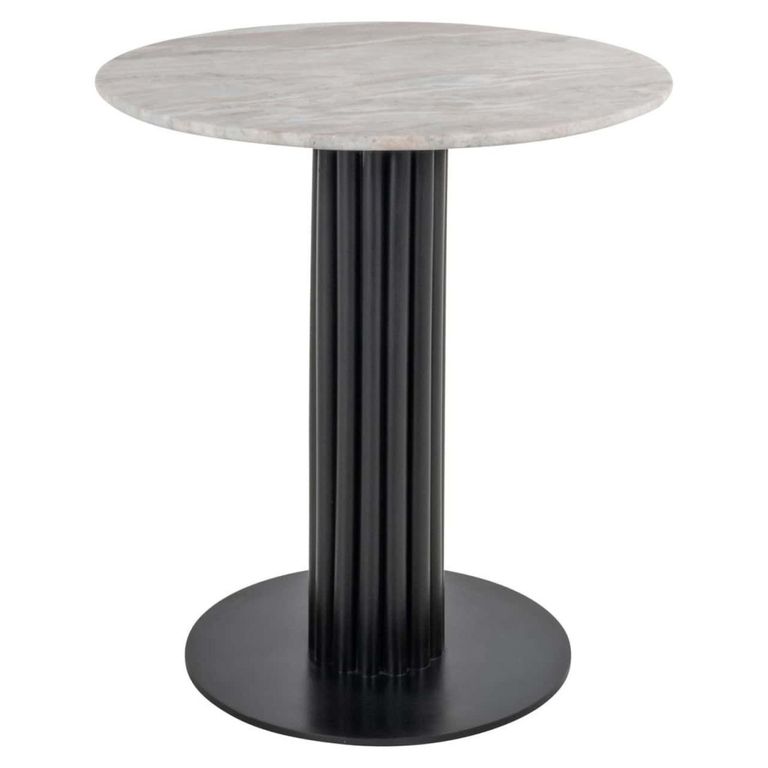 Nyon Fluted Bistro Table - Round - Fluted Base - Blush Beige and Black - Marble and Metal