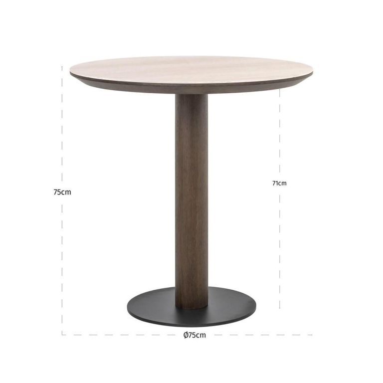Ritz Bistro Table - Round - Brown - Ceramic and Metal