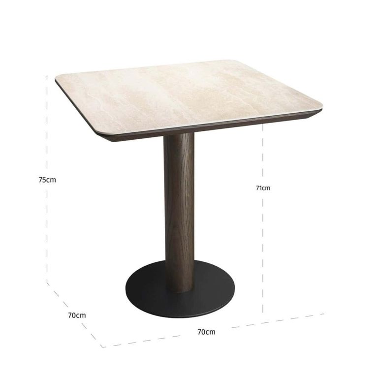 Ritz Bistro Table - Square - Brown - Ceramic and Metal