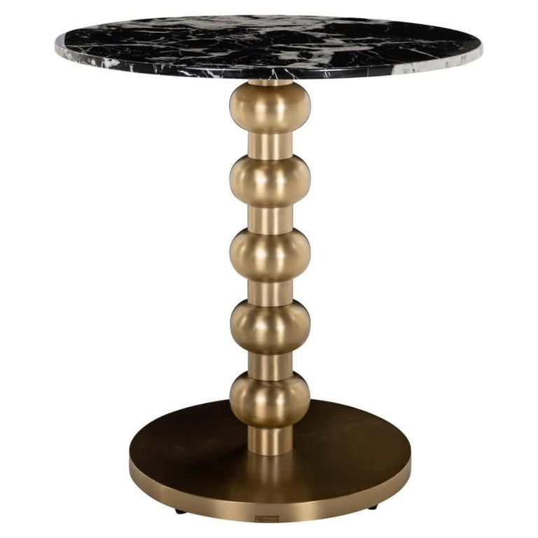 Witlox Bistro Table - Round - Black and Gold - Faux Marble and Metal