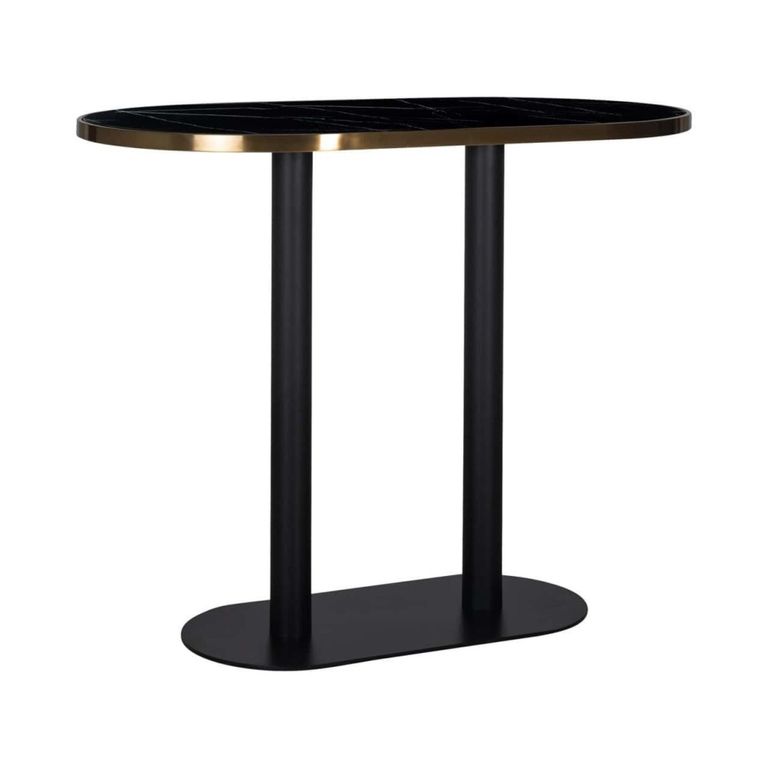 Zenza Bar Table - Oval - Black - Faux Marble and Metal