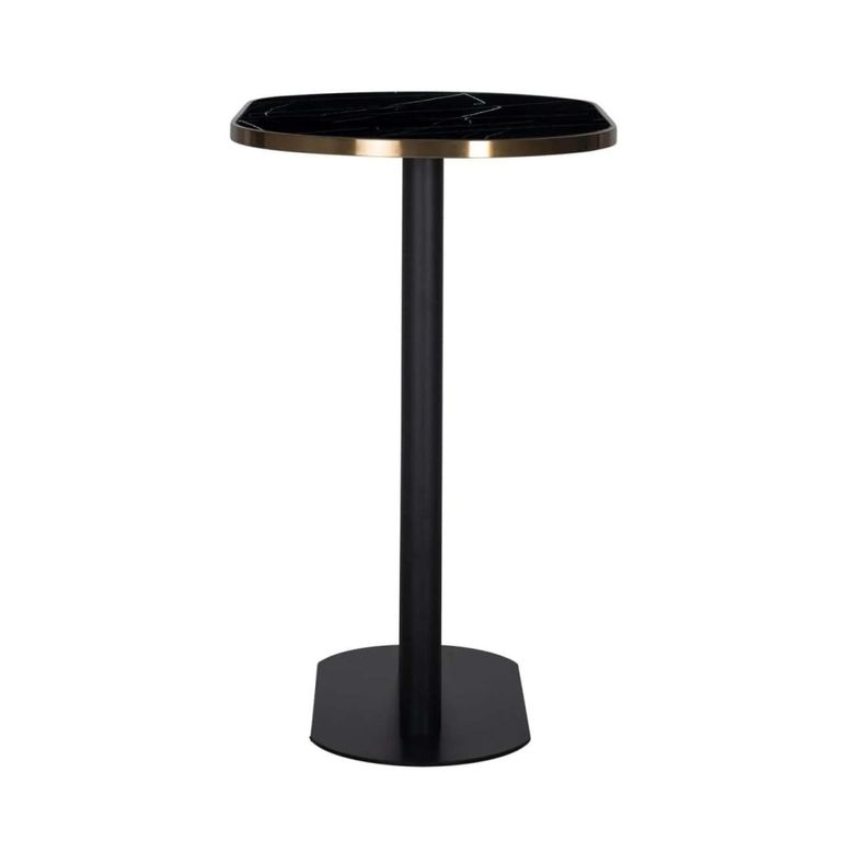 Zenza Bar Table - Oval - Black - Faux Marble and Metal