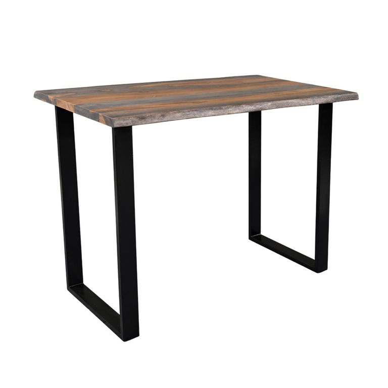 Goa Bar Table - U Shape Leg - Dark Sheesham Wood and Metal