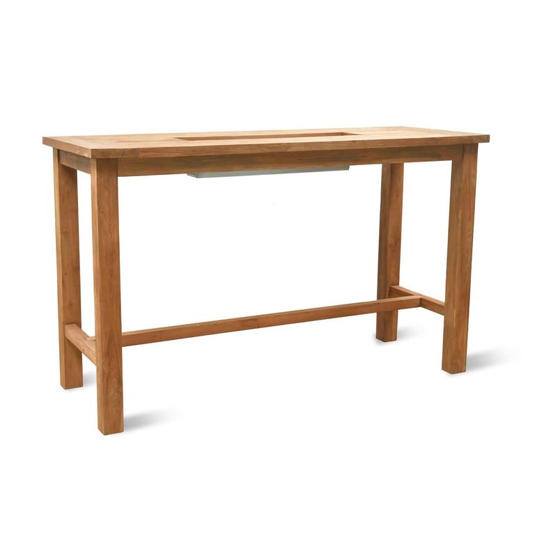 St Mawes Outdoor Bar Table with Trough 180cm Reclaimed Teak Wood