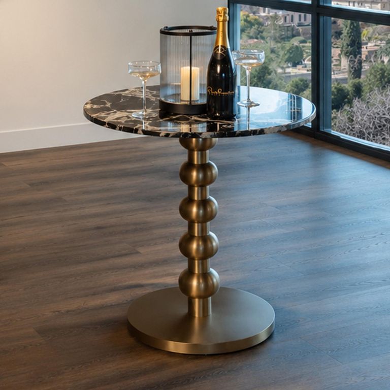 Witlox Bistro Table - Round - Black and Gold - Faux Marble and Metal