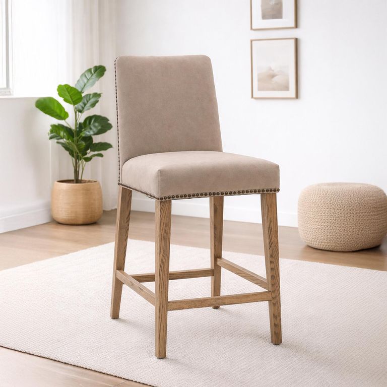 Clearance - Rex Barstools - Set of 2 - Grey Fabric with Back - A250