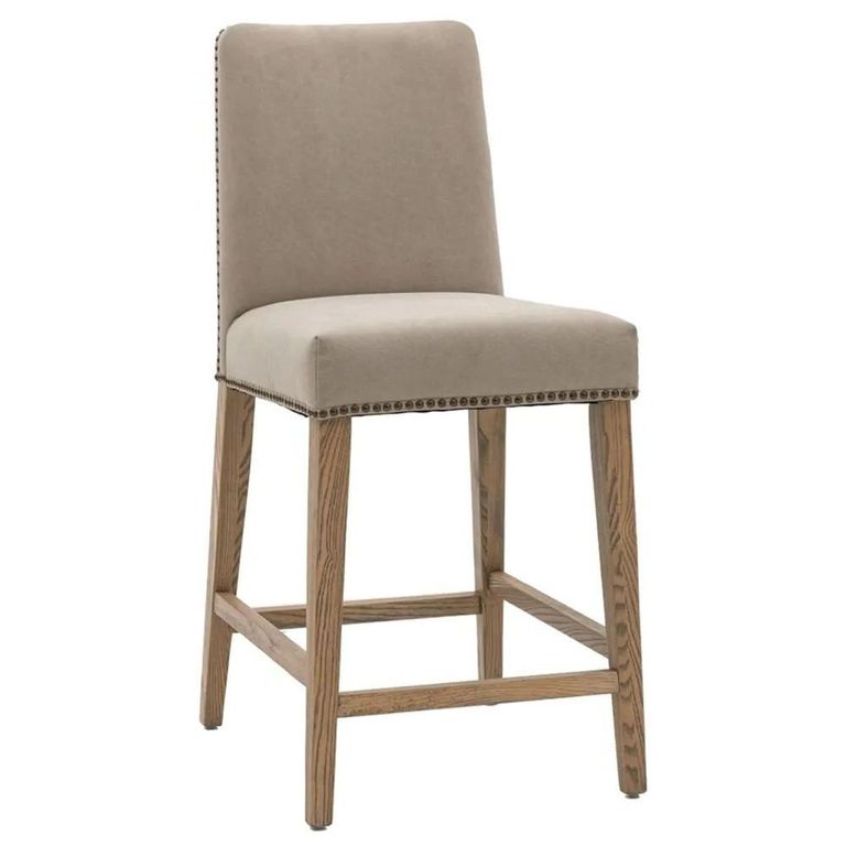 Clearance - Rex Barstools - Set of 2 - Grey Fabric with Back - A250