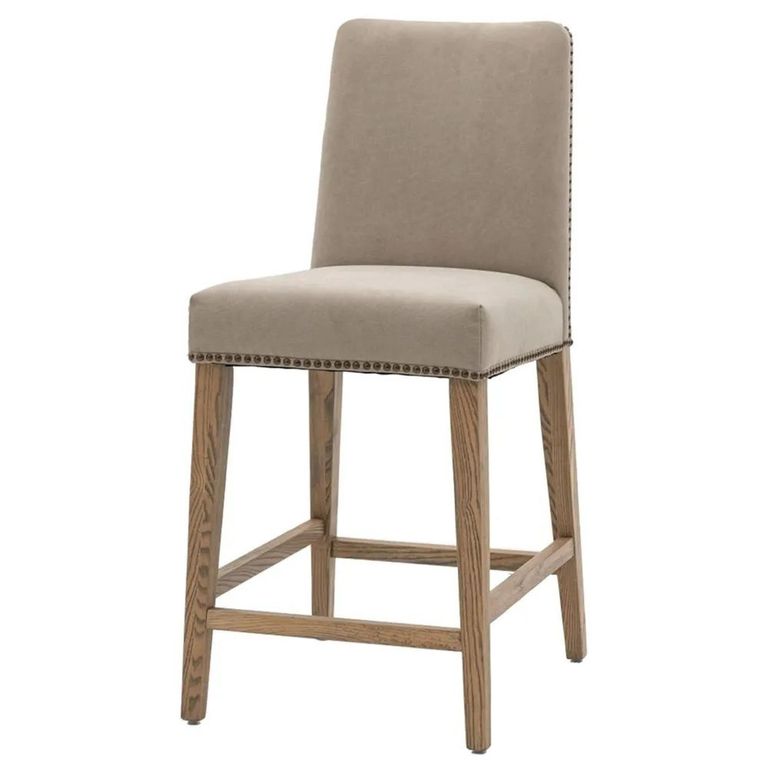 Clearance - Rex Barstools - Set of 2 - Grey Fabric with Back - A250