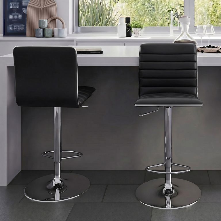 Colby Barstool - Set of 2 - Black Faux Leather - ABS1301-BLK