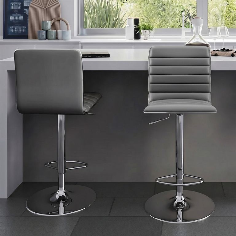 Colby Barstool - Set of 2 - Grey Faux Leather - ABS1301-GRY