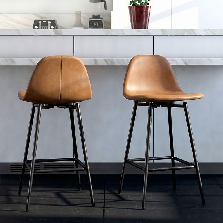 Copley Barstool - Set of 2 - Camel Faux Leather - S025416UK
