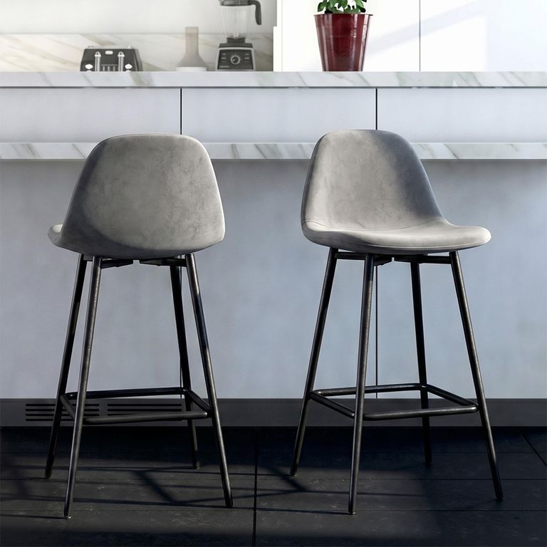 Copley Barstool - Set of 2 - Grey Velvet - S025412UK