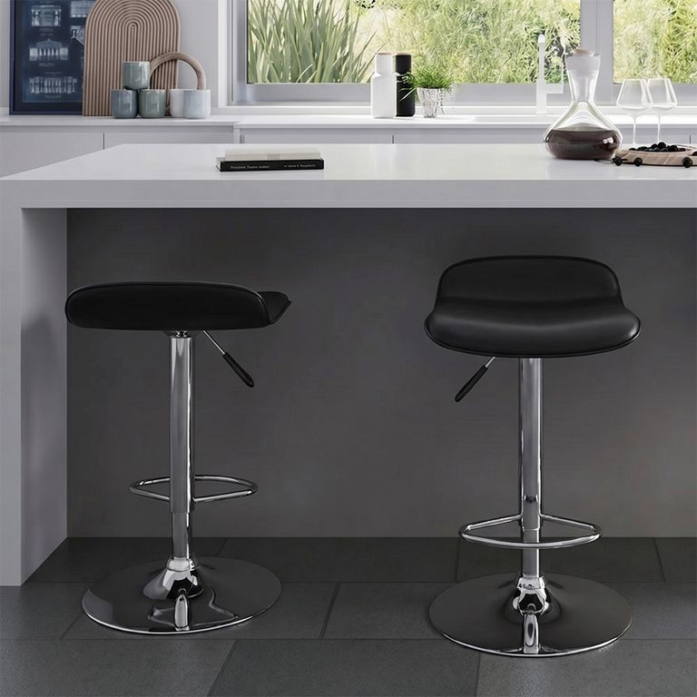 Ohio Barstool - Set of 2 - Black Leather - ABS249-BLK