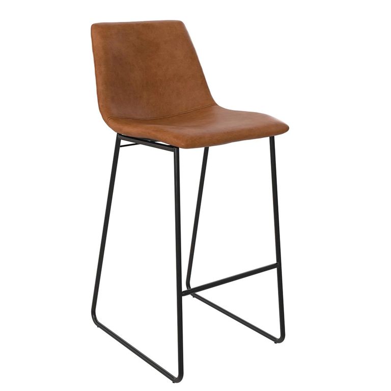 Bowden Barstool - Set of 2 - Caramel Maple Faux Leather - S022413TUK