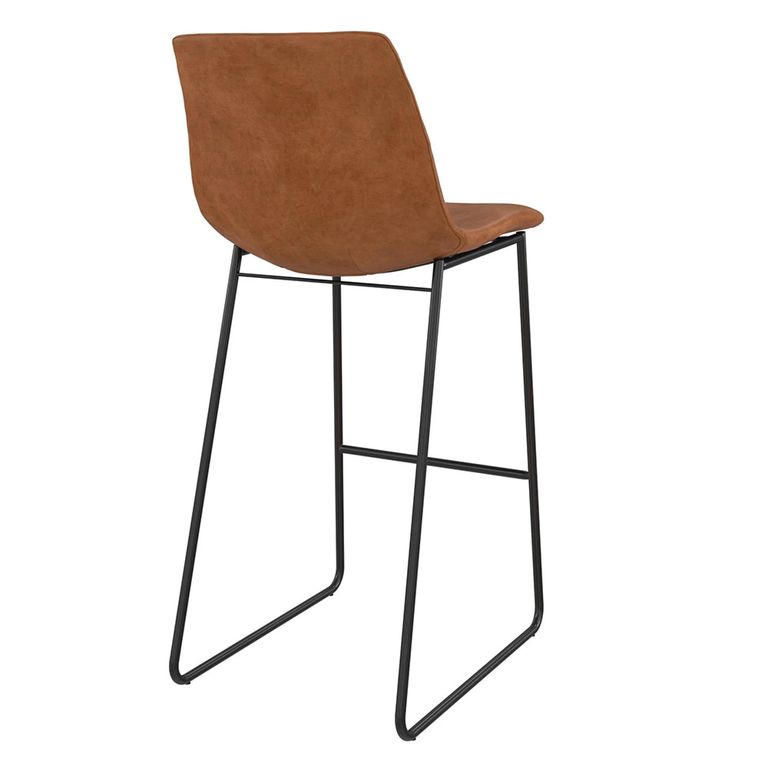 Bowden Barstool - Set of 2 - Caramel Maple Faux Leather - S022413TUK