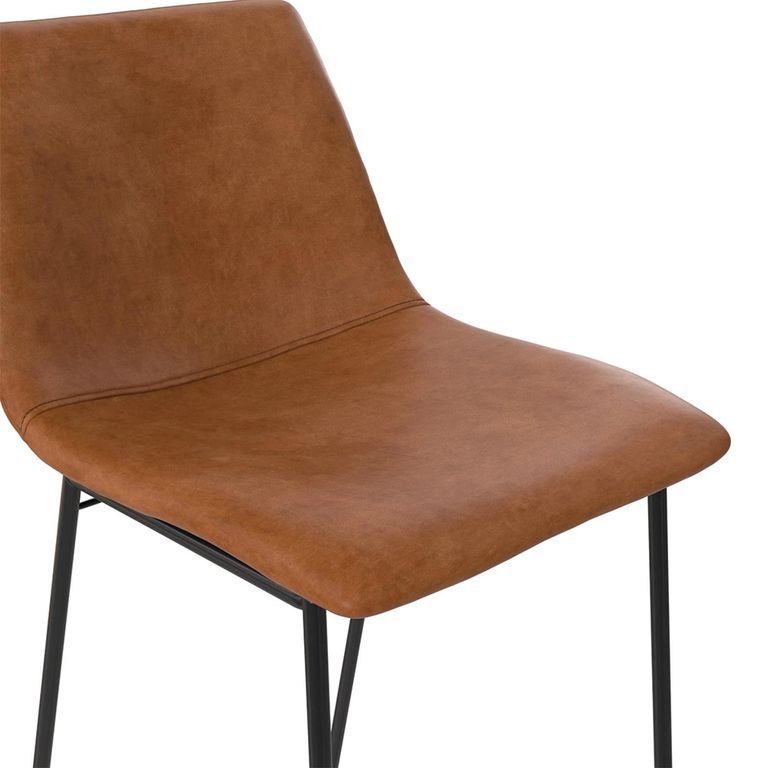 Bowden Barstool - Set of 2 - Caramel Maple Faux Leather - S022413TUK