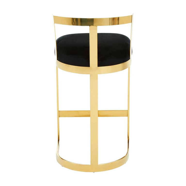 Azalea Barstool - Black Velvet Fabric with Gold Metal