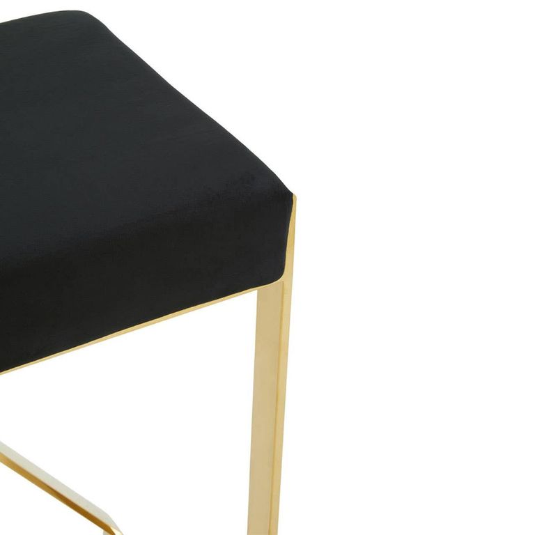 Azalea Barstool - Set of 2 - Black Velvet Fabric with Gold Metal