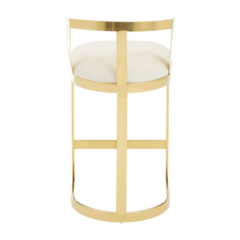 Azalea Barstool - Set of 2 - Ivory Velvet Fabric with Gold Metal