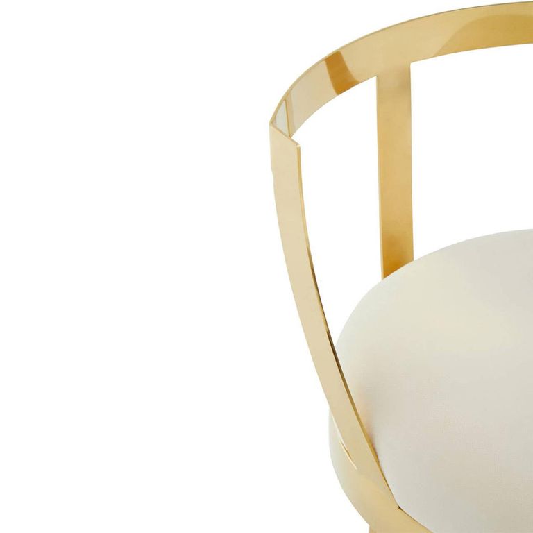 Azalea Barstool - Set of 2 - Ivory Velvet Fabric with Gold Metal