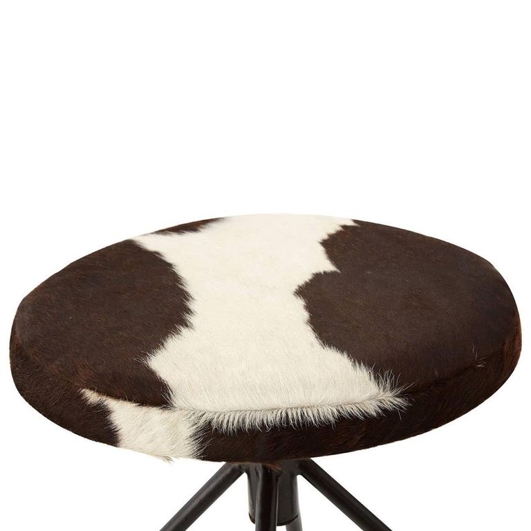 Boho Barstool - Cowhide - Industrial - Round
