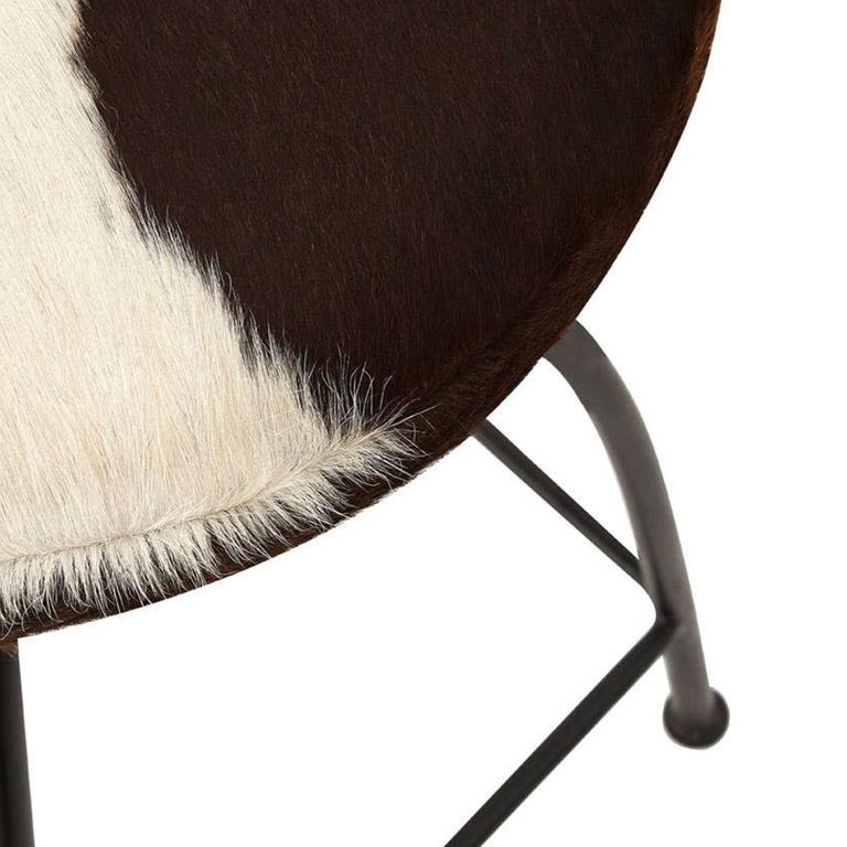 Boho Barstool - Cowhide - Industrial - Round