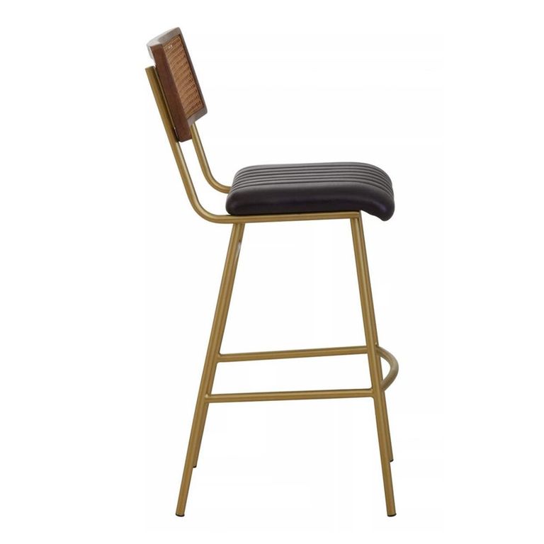 Buffalo Bar Chair - Black - Leather with Gold Metal