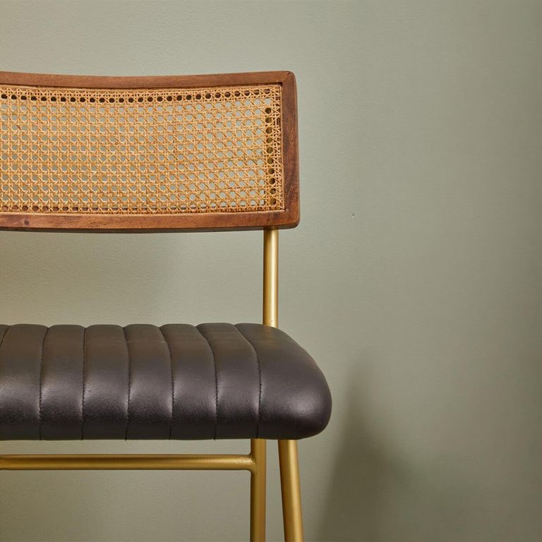 Buffalo Bar Chair - Black - Leather with Gold Metal