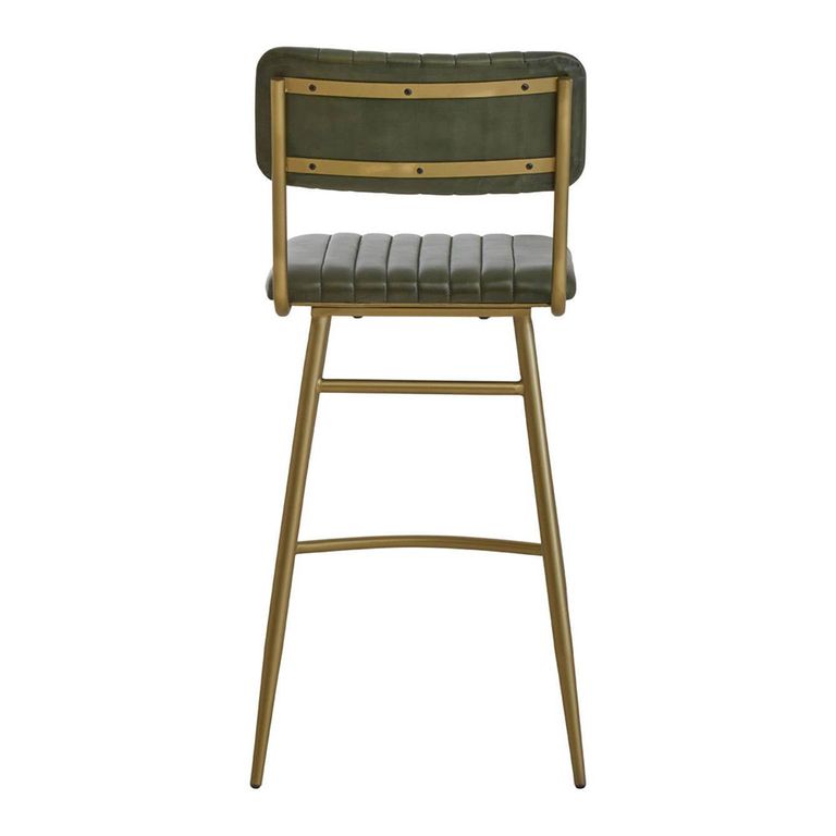 Buffalo Bar Chair - Green - Leather with Gold Metal