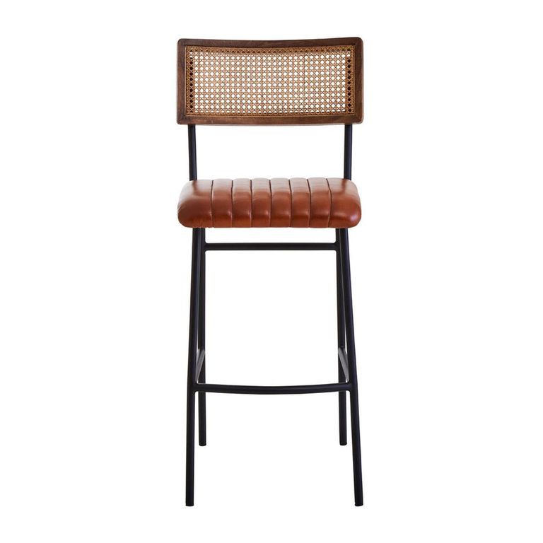 Buffalo Bar Chair - Tan - Leather with Black Metal