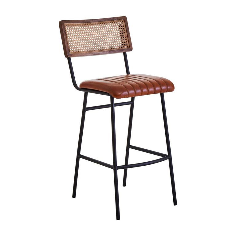 Buffalo Bar Chair - Tan - Leather with Black Metal