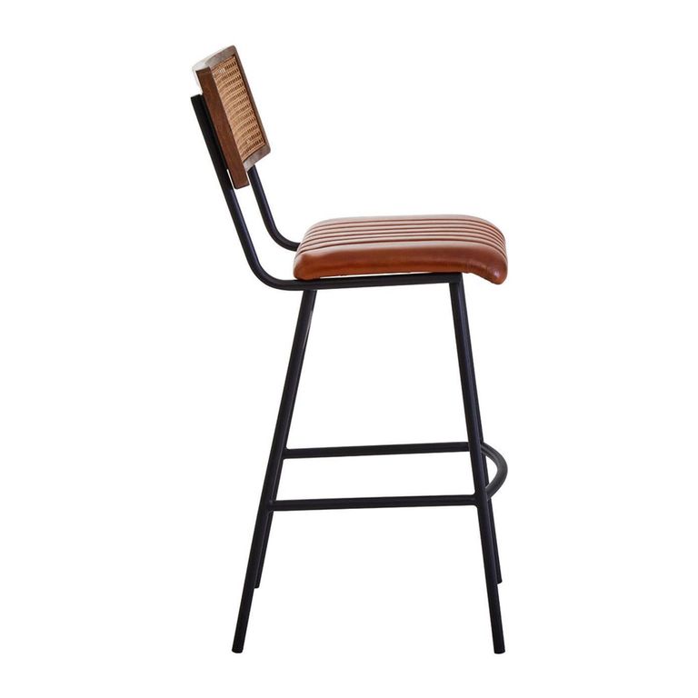 Buffalo Bar Chair - Tan - Leather with Black Metal
