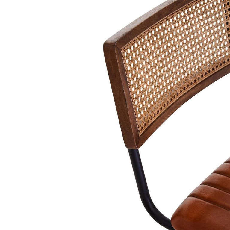 Buffalo Bar Chair - Tan - Leather with Black Metal