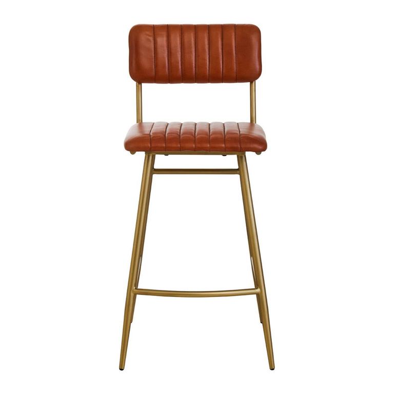 Buffalo Bar Chair - Tan - Leather with Gold Metal Frame