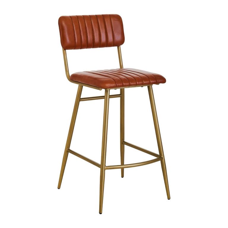 Buffalo Bar Chair - Tan - Leather with Gold Metal Frame