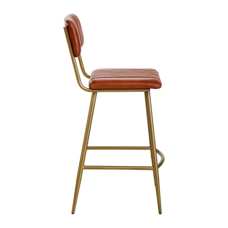 Buffalo Bar Chair - Tan - Leather with Gold Metal Frame