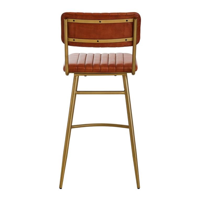 Buffalo Bar Chair - Tan - Leather with Gold Metal Frame