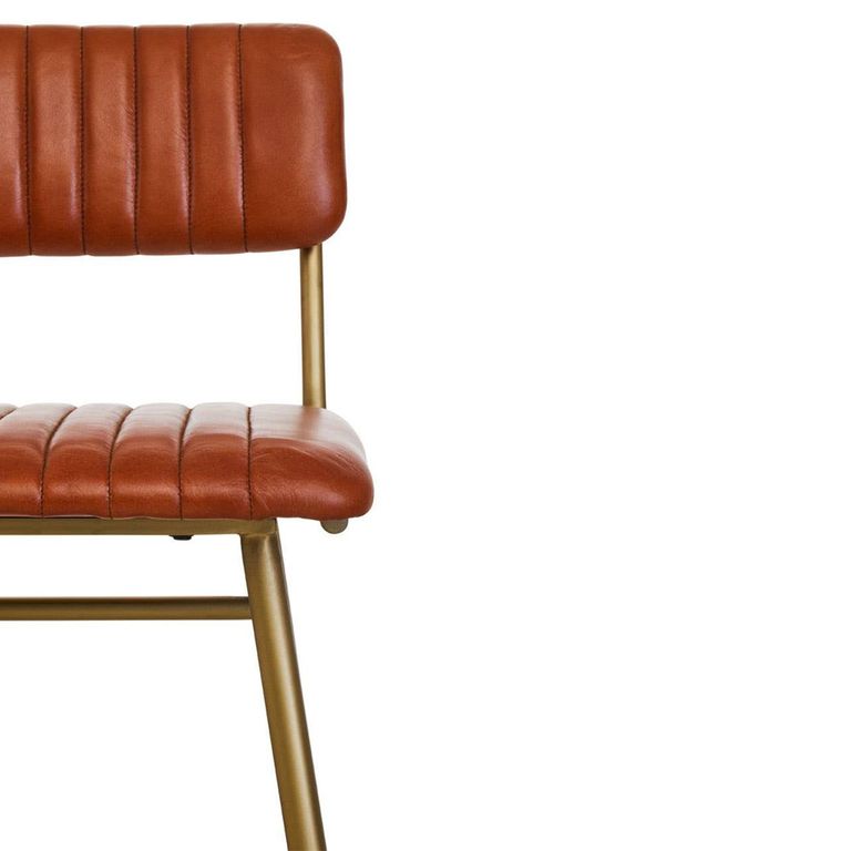 Buffalo Bar Chair - Tan - Leather with Gold Metal Frame