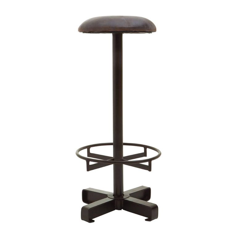 Buffalo Barstool - Set of 2 - Round - Antique Blue - Leather
