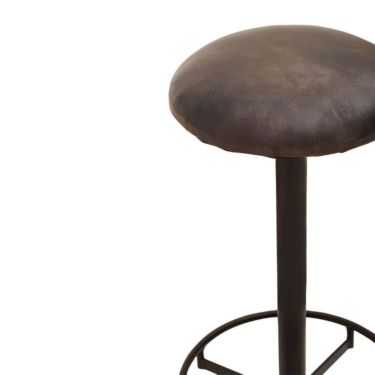 Buffalo Barstool - Set of 2 - Round - Antique Blue - Leather
