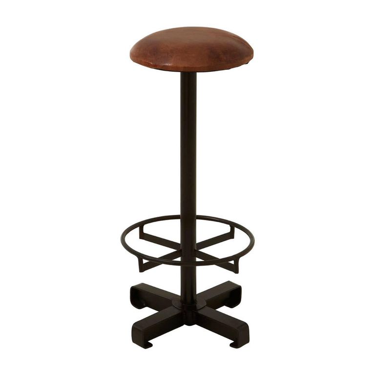Buffalo Barstool - Set of 2 - Round - Brown - Leather